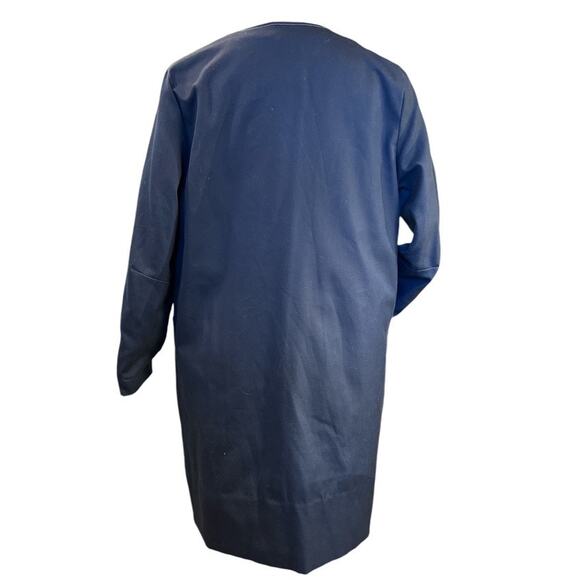 Vintage 60s 70s Collarless Car Coat Contrasting Stitch Sz M Blue White Cosplay - Picture 4 of 14